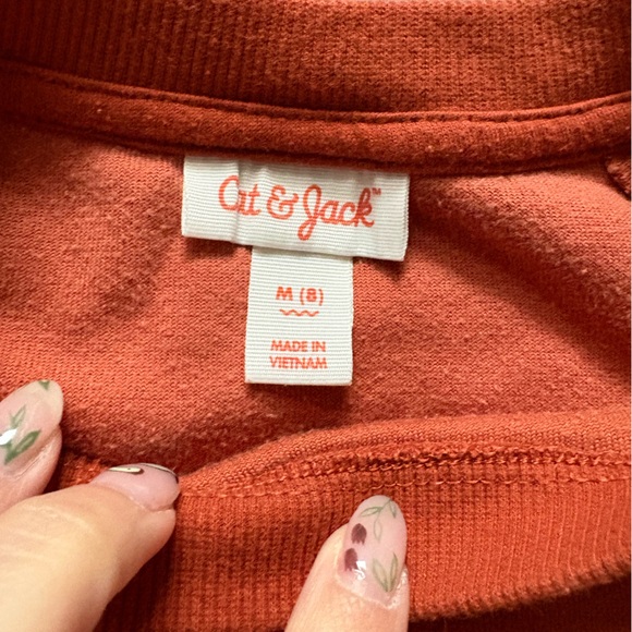Cat & Jack Orange Sweatshirt with Pink Text - Picture 3 of 4
